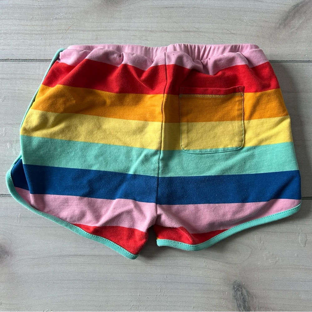 Hanna Andersson Rainbow Stripe Kids Cotton Elastic Waist Pull On Shorts - Picture 2 of 2